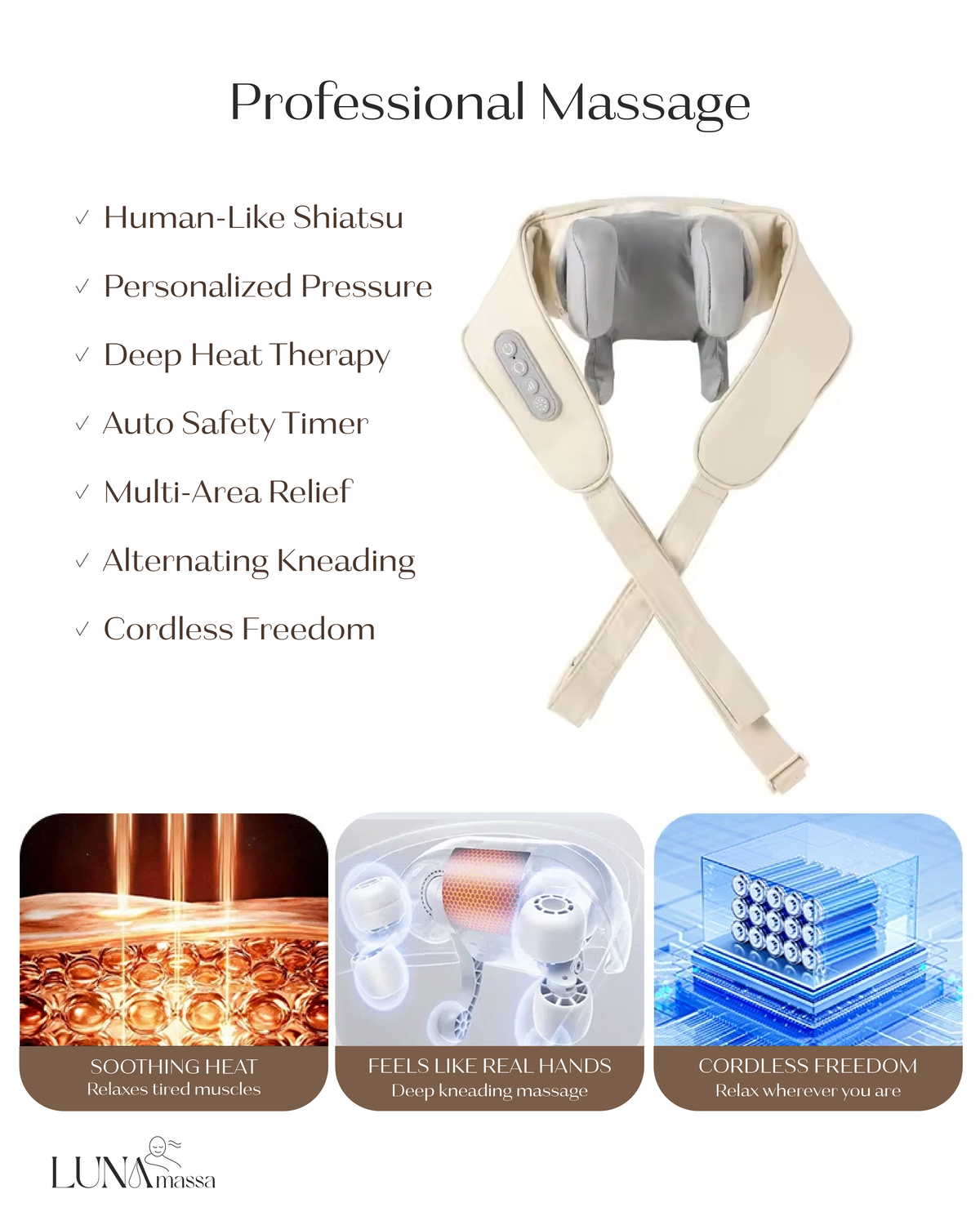 Luna Ergonomic Neck & Shoulder Massager